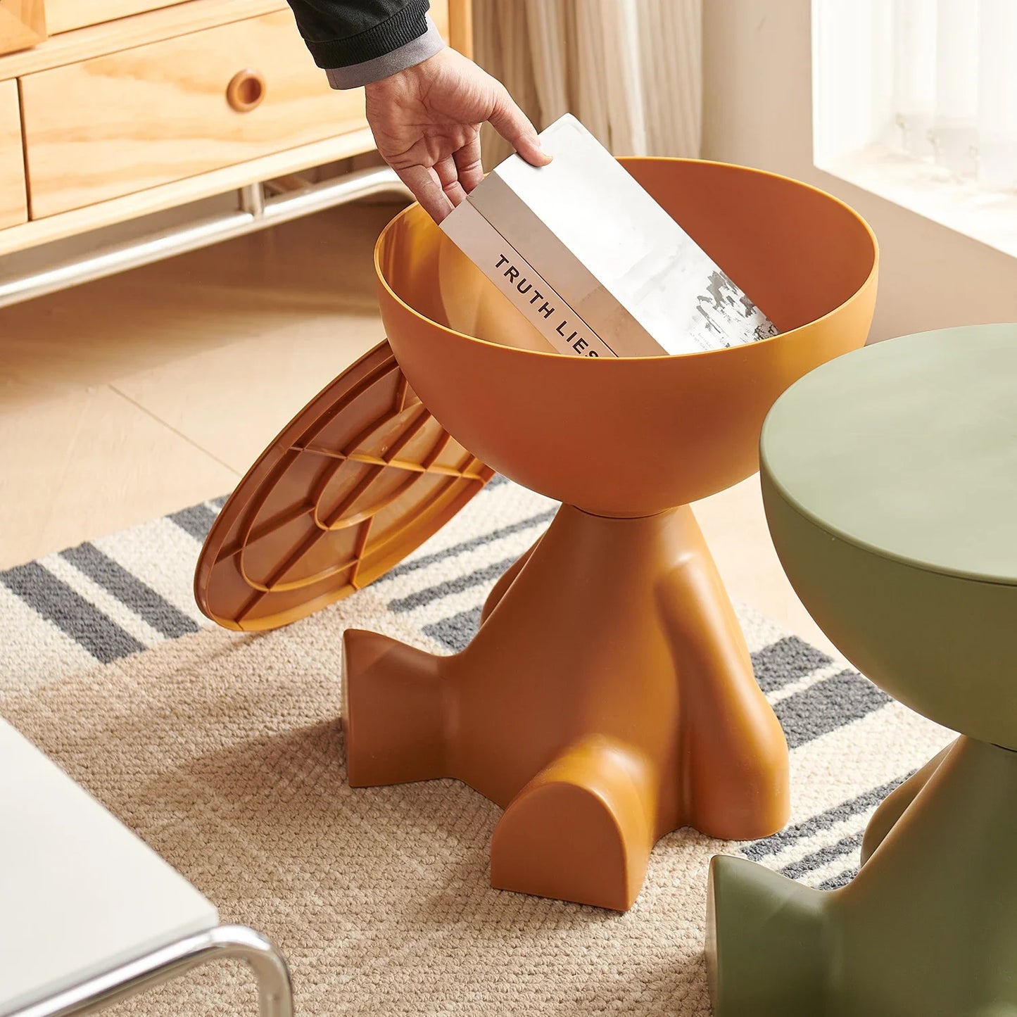 Cream Coffee Table Sofa Bed Side Table Plastic Creative Flat Head Coffee Table for Living Room Household Accessories Home Decor